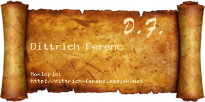 Dittrich Ferenc névjegykártya